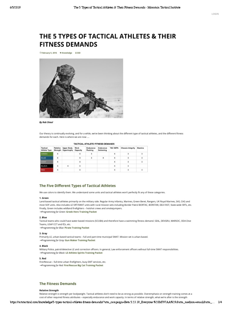 Tactical Athlete Types and Fitness Needs | PDF | Strength Training ...