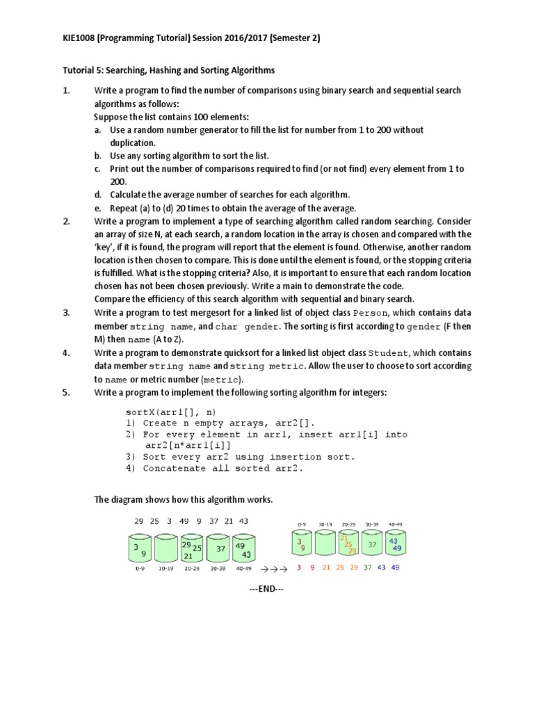 Searching and Sorting Algorithms Tutorial | PDF