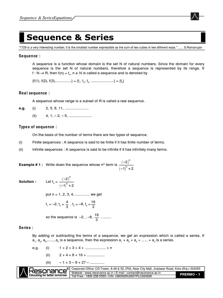 Sequences & Series Guide | PDF | Sequence | Mathematical Analysis