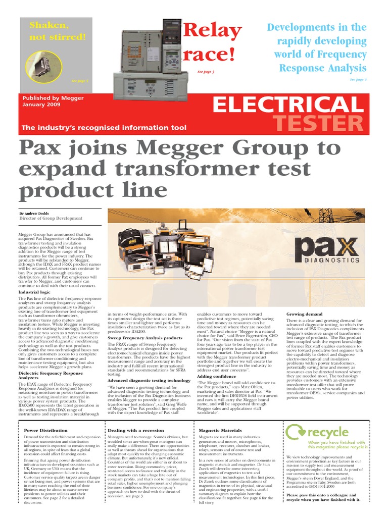 I006 - ET-January-2009 Megger Magazine | PDF | Transformer | Mergers ...
