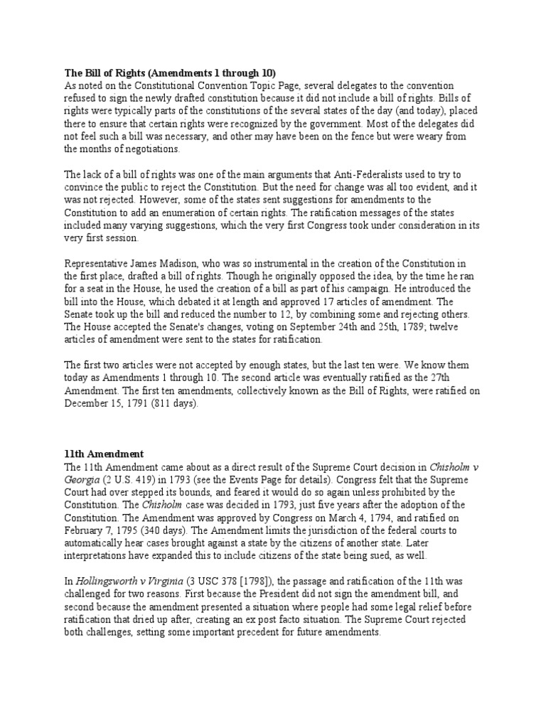 The Bill of Rights (Amendments 1 Through 10) | PDF | United States Bill ...