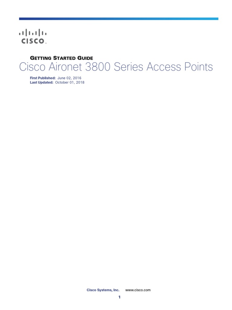 Cisco 3800 Series Access Points Getting Started Guide PDF