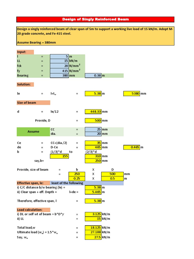 Singly Reinforced Beam Design Guide | PDF | Civil Engineering ...