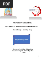 University of Kirkuk Mechanical Engineering Department Second Stage - Morning Study