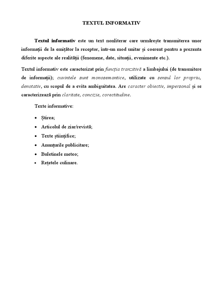 Textul Informativ | PDF