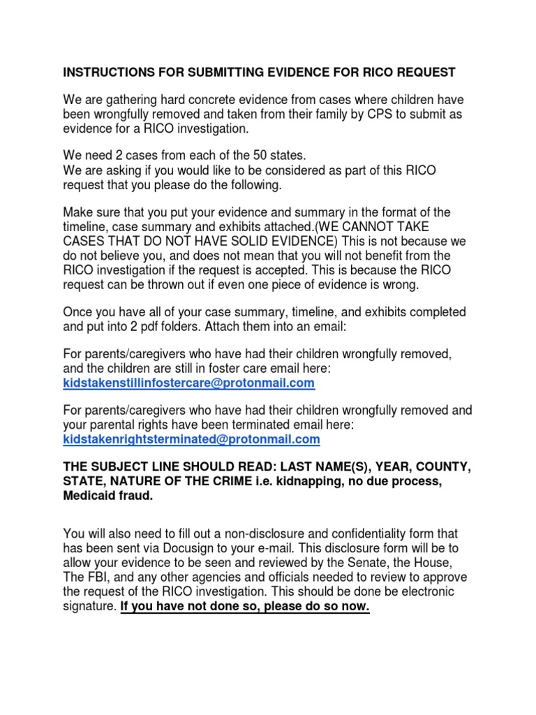 RICO Evidence Submission Guidelines | PDF | Politics | Social Science