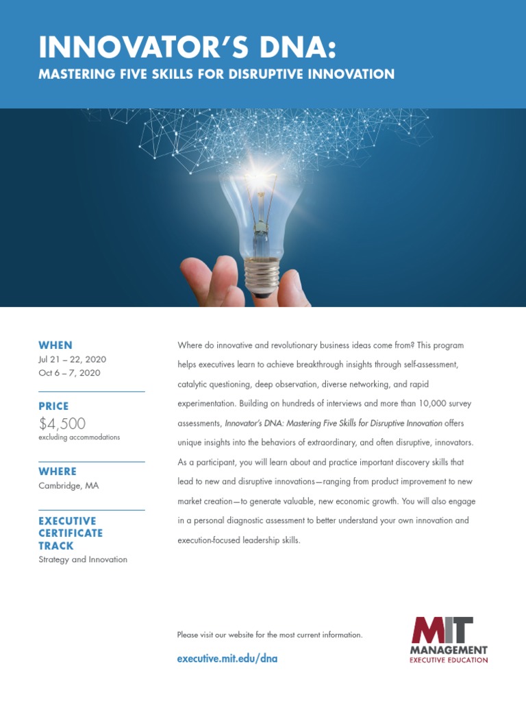 The Innovators Dna Mastering The Five Skills For Disruptive Innovation ...