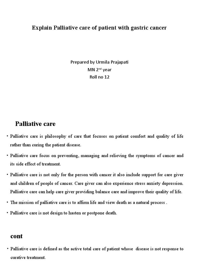 Palliative Care of Stomach Cancer | PDF | Palliative Care | Therapy
