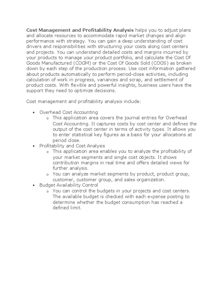 SAP HANA Cost Management and Profitability Analysis PDF