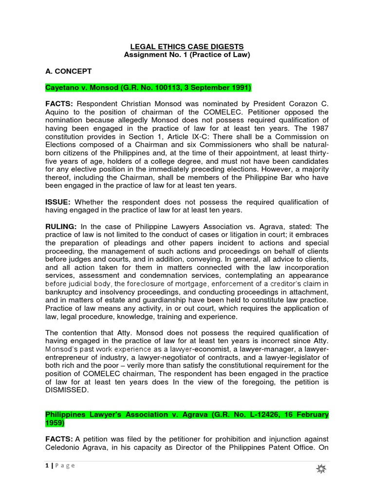 Legal Ethics Case Digests Overview | PDF | Lawyer | Patent