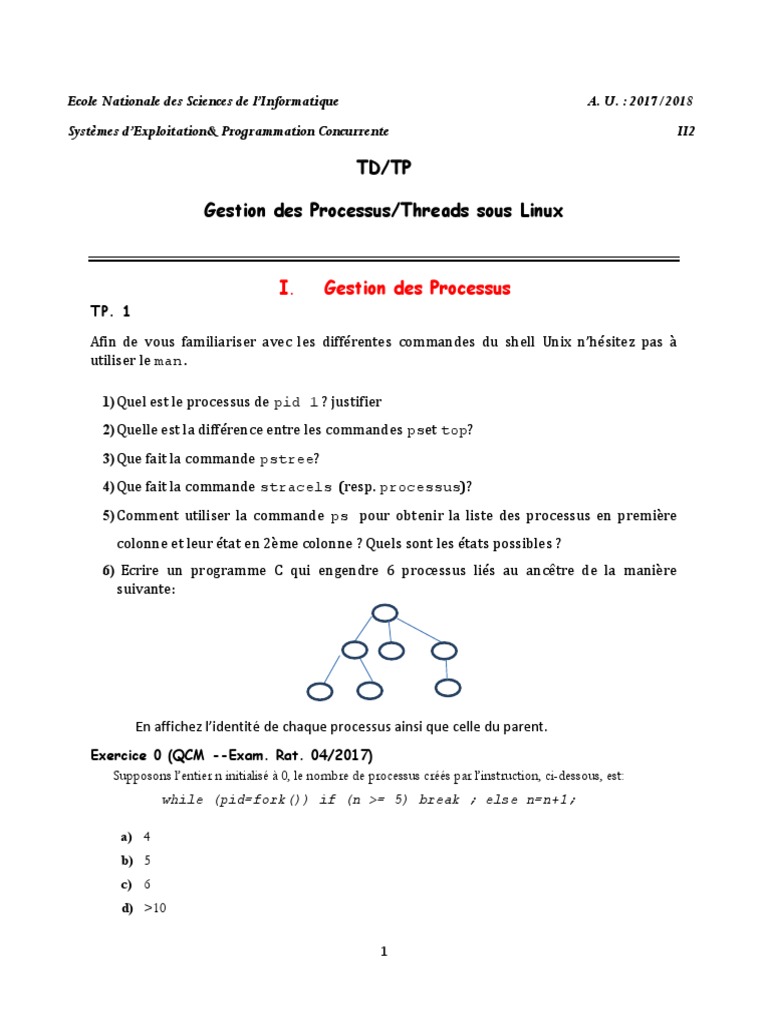 Gestion des Processus et Threads sous Linux | PDF | Thread ...