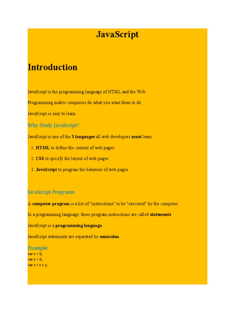 JavaScript Notes | PDF | Java Script | Programming Language