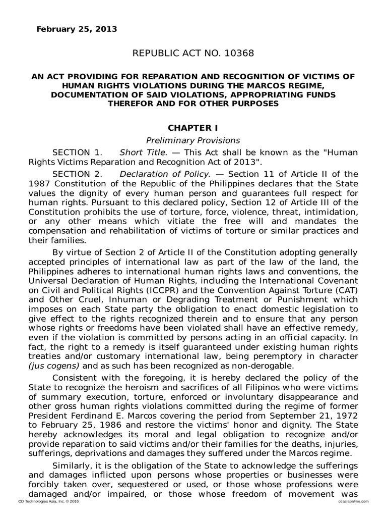 85942-2013-Human Rights Victims Reparation and PDF | PDF | Justice ...