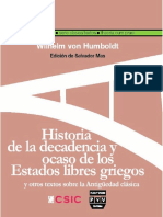 Humboldt, W. Historia de La Decadencia y Ocaso de Los Estados Libres Griegos. 2010