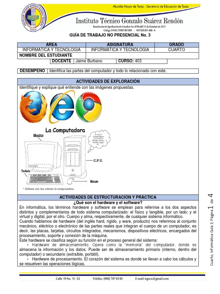 Informática 403, Guía 3 | PDF | Periférico | Hardware de la computadora