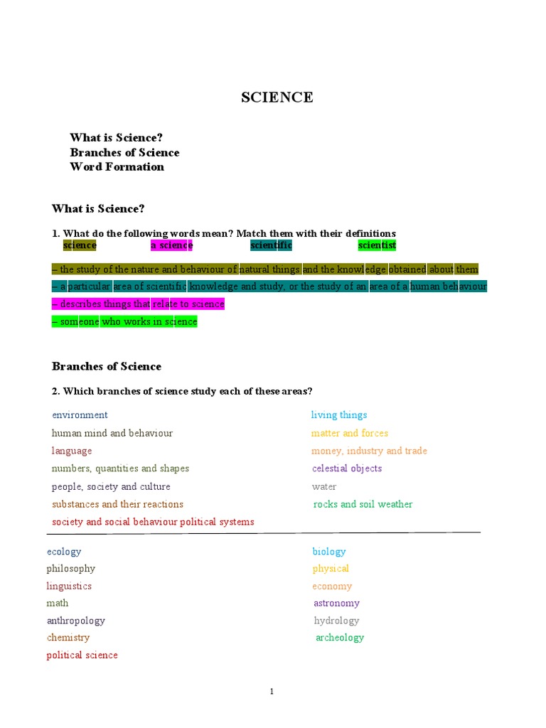 Overview of Science Branches | PDF | Science | Nature