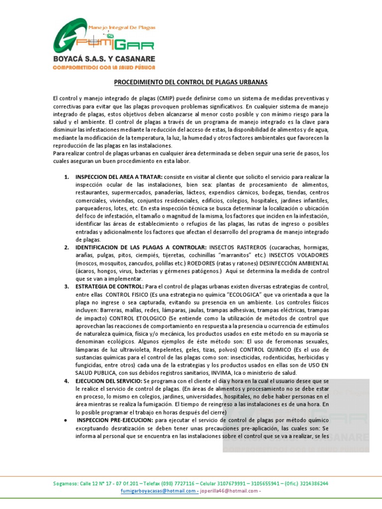 Procedimiento de Control de Plagas | PDF | Pesticida | Plaga (organismo)