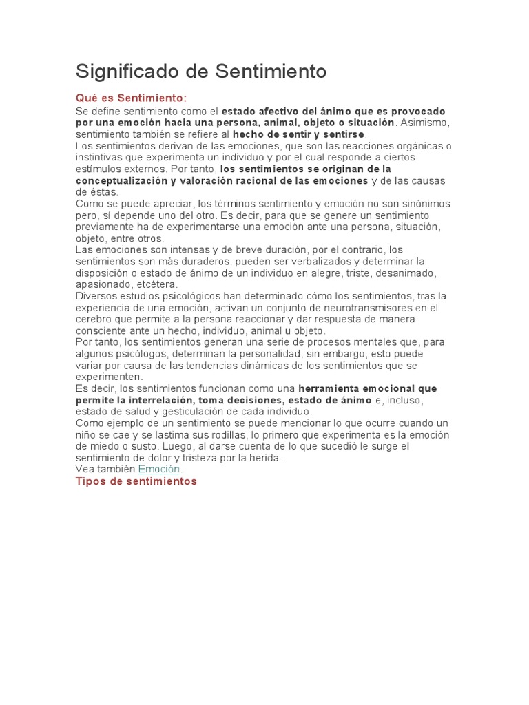 Definición y significado de sentimiento | PDF