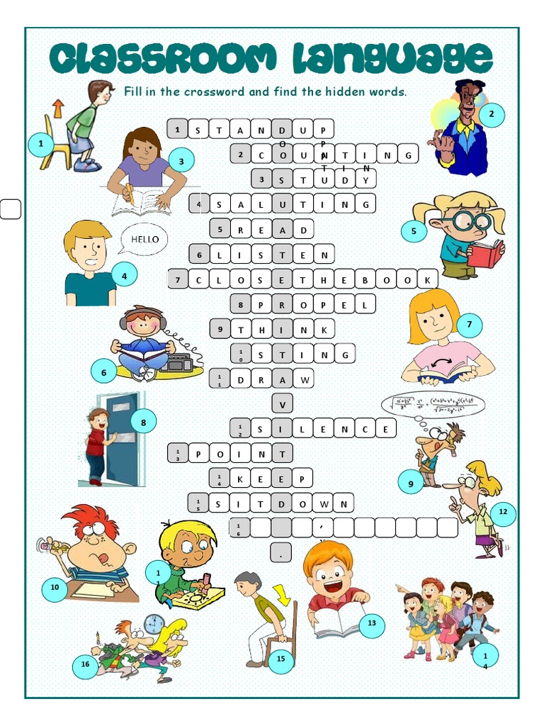 Classroom language crossword | pdf | word puzzles | puzzles