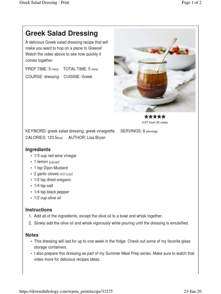 Greek Salad Dressing PDF PDF