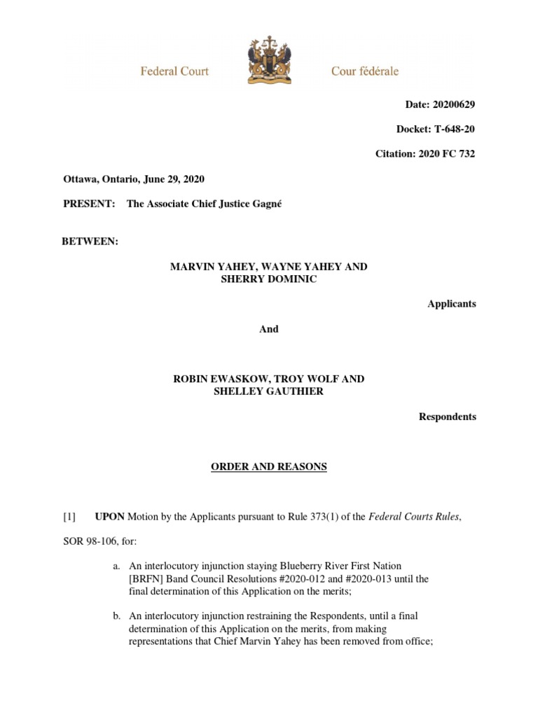 Injunction Order in BRFN Governance Dispute | PDF | Government | Common Law