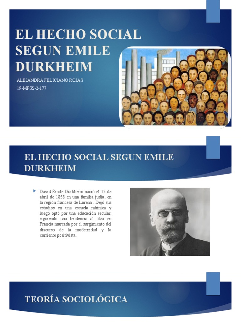 El Hecho Social Segun Emile Durkheim PDF Emile Durkheim Sociología