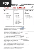 Past Time Words: Grammar Worksheet