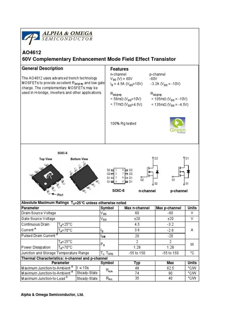 60V Complementary Enhancement Mode FET Features | PDF | Field Effect ...