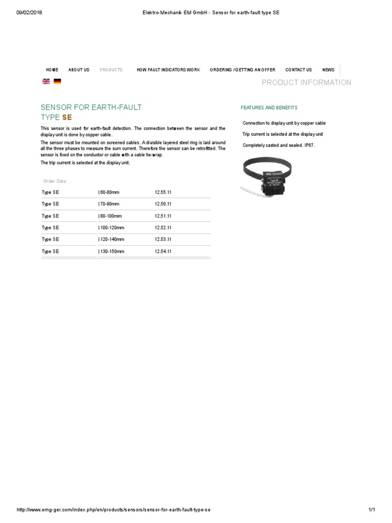 Earth Fault Sensor Type SE Overview | PDF | Home & Garden