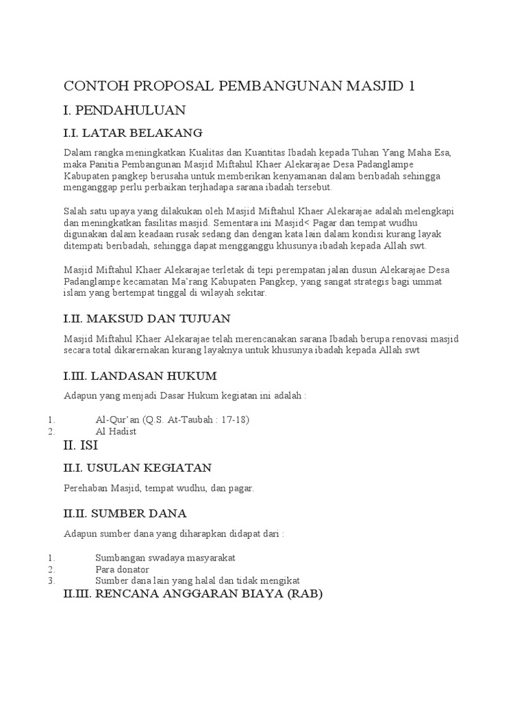 Contoh Proposal Pembangunan Masjid | PDF