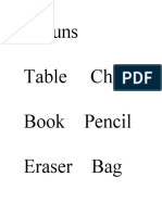 Nouns Chair Book Pencil Eraser Bag
