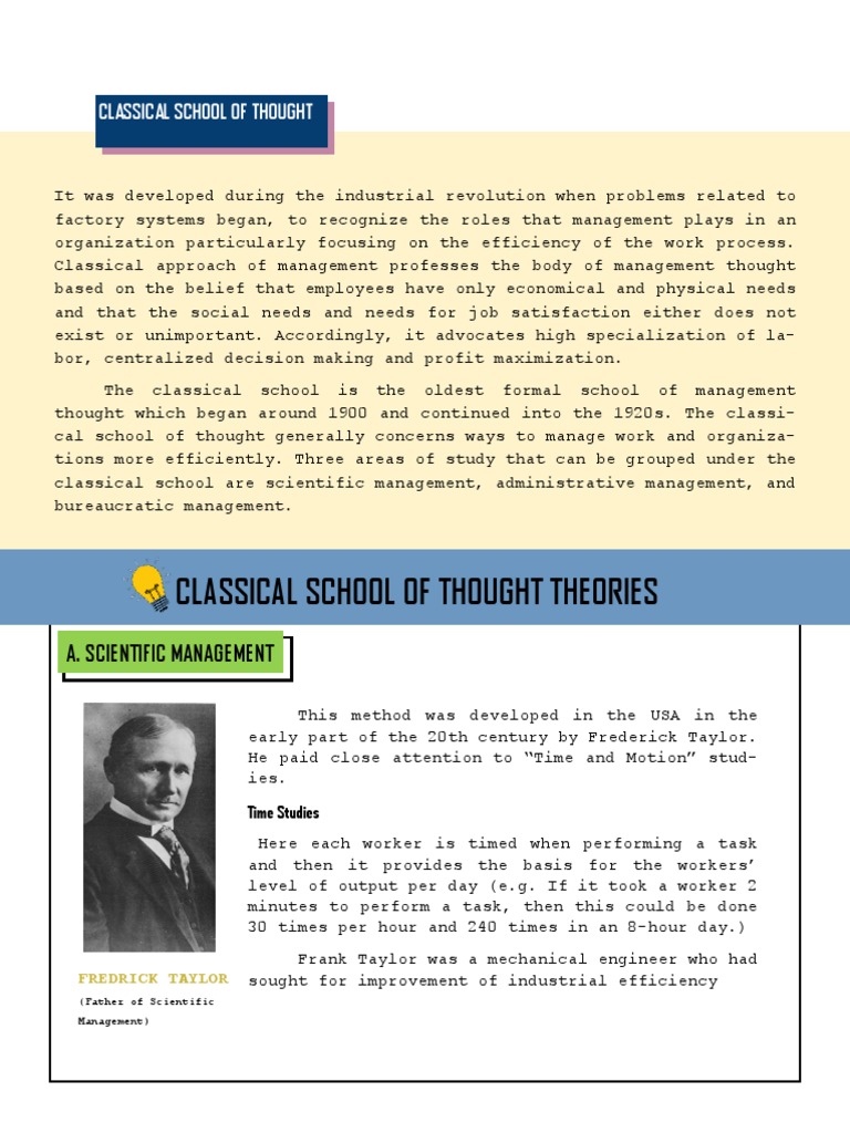 Classical School of Management Thought | PDF | Bureaucracy | Business