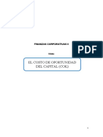 El Costo de Oportunidad Del Capital (Cok) : Finanzas Corporativas Ii