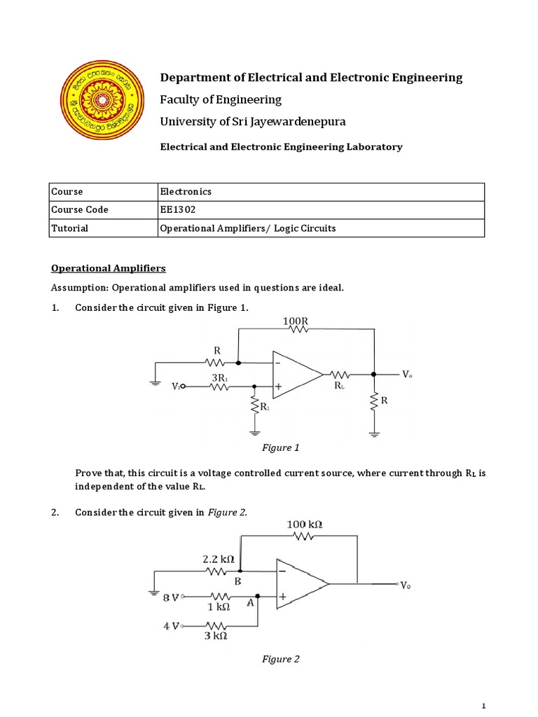 Operational Amplifiers and Logic Circuits Guide | PDF | Electronic ...