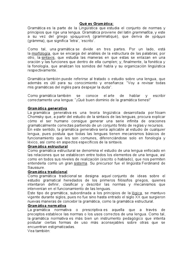 Definición y tipos de gramática | PDF | Predicado (Gramática) | Gramática