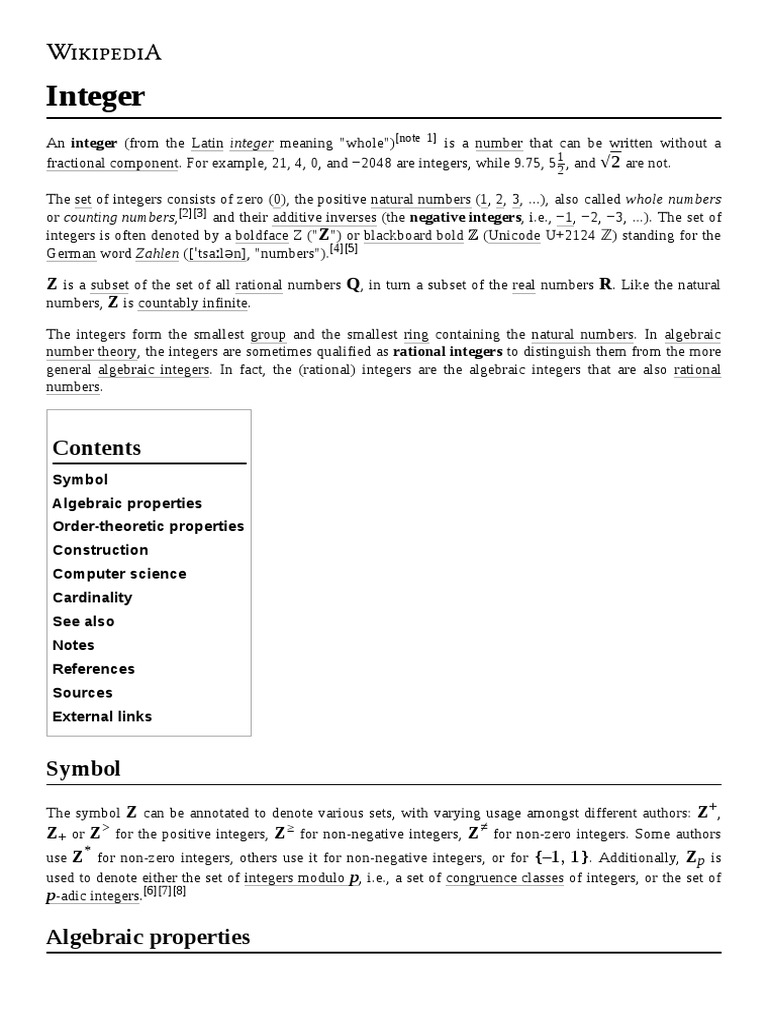 Integer Pdf Pdf Integer Ring Mathematics
