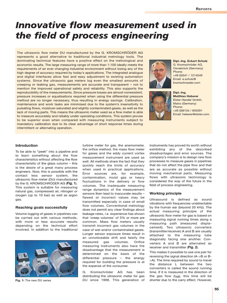 Ultrasonic Flow Meter for Gas Measurement | PDF | Flow Measurement | Gases