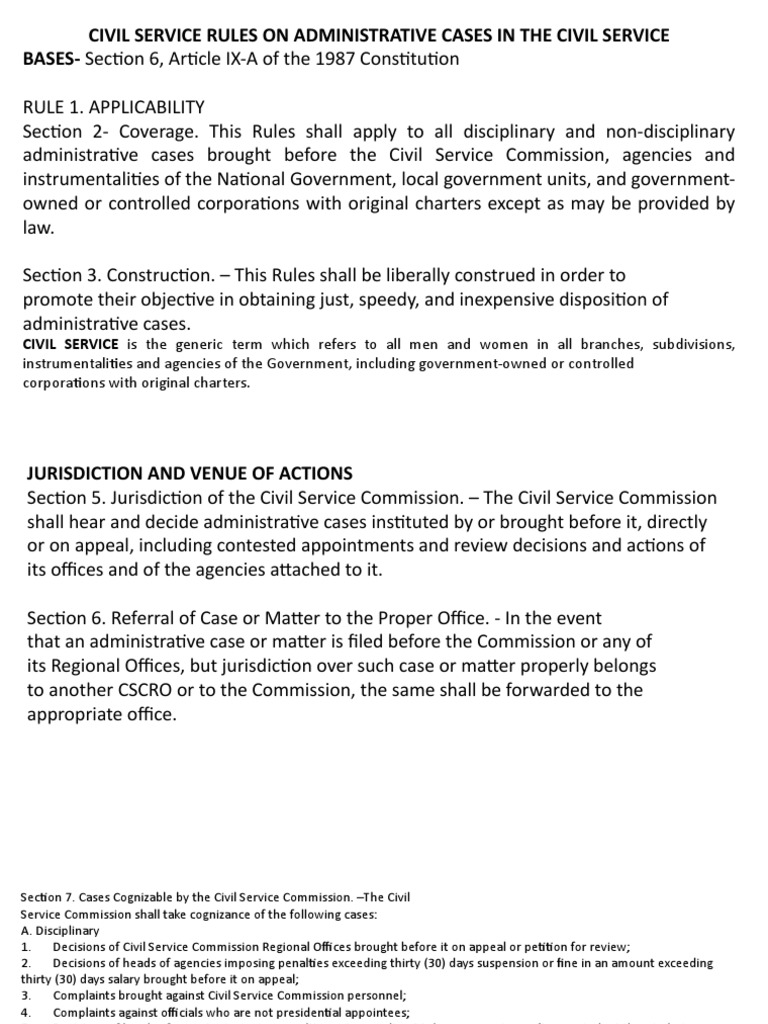 Civil Service Rules PDF Subpoena Complaint