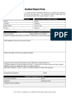 Incident Report Form: Employee Involved (Complete Both Boxes) Customer/Visitor/Employee Involved