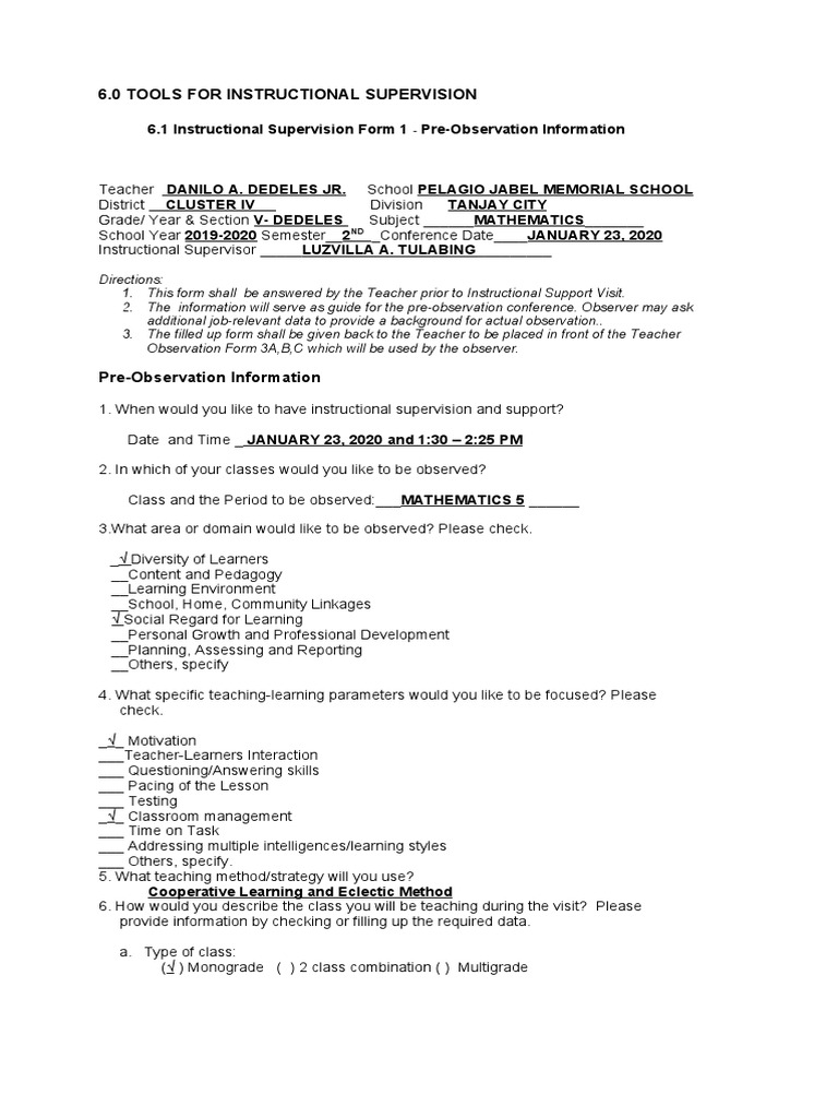 Instructional Supervision Overview | PDF | Teachers | Classroom