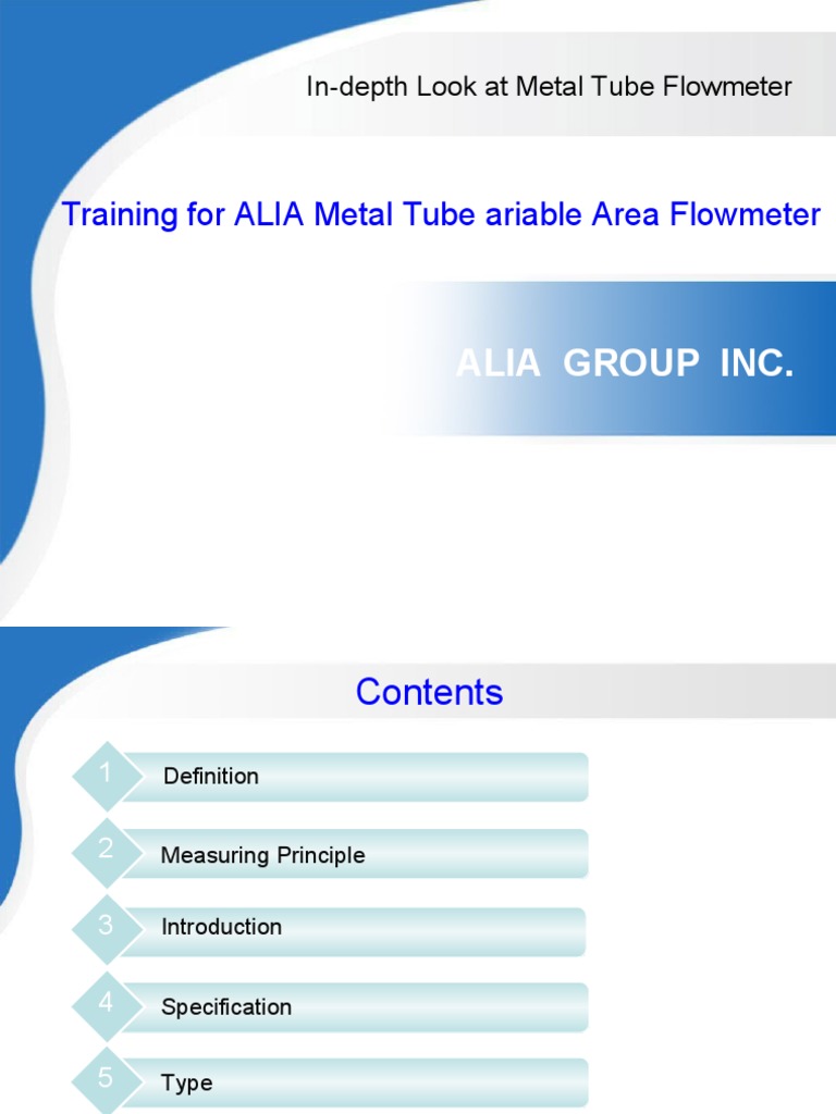 ALIA Metal Tube Flowmeter Training Guide | PDF | Buoyancy | Flow ...