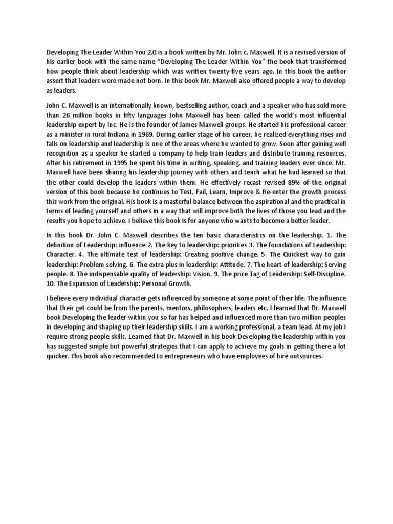 Developing the Leader Within You 2.0 | PDF | Mentorship | Leadership