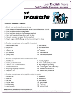 Fast Phrasals: Shopping - Answers: - Exercises