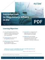 To Regulatory Affairs in EU: Learning Objectives