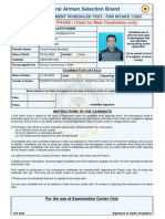 Central Airmen Selection Board: ADMIT CARD - PHASE I (Valid For Male Candidates Only)