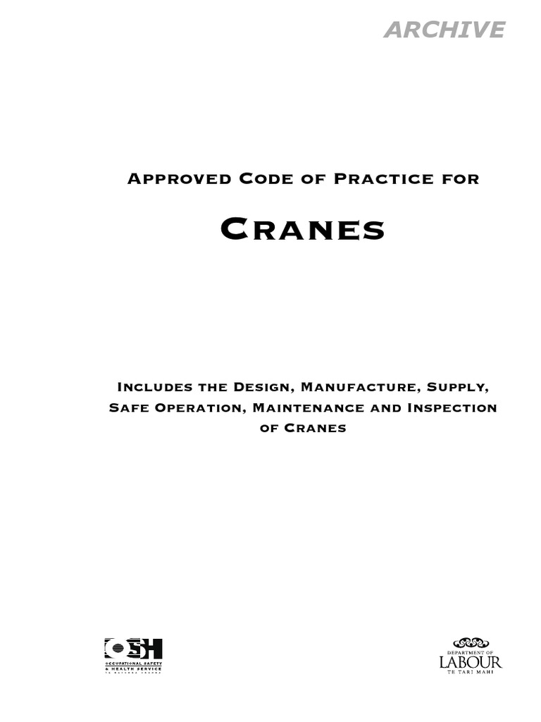 Approved Crane Code of Practice | PDF | Crane (Machine) | Occupational ...