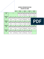 Jadwal Perawatan Pagi Bulan Juli 2020