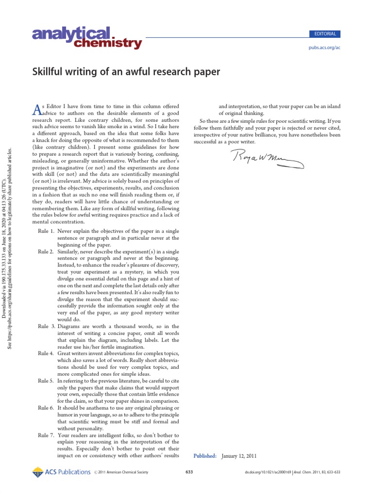 skillful writing of an awful research paper seven rules to follow