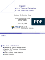 SIQ3004 Mathematics of Financial Derivatives: Chapter 7: The Black-Scholes Formula