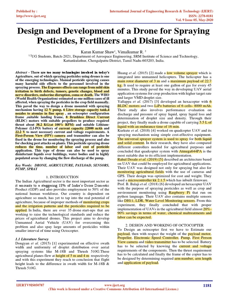 Drone Design for Agricultural Spraying | PDF | Unmanned Aerial Vehicle ...